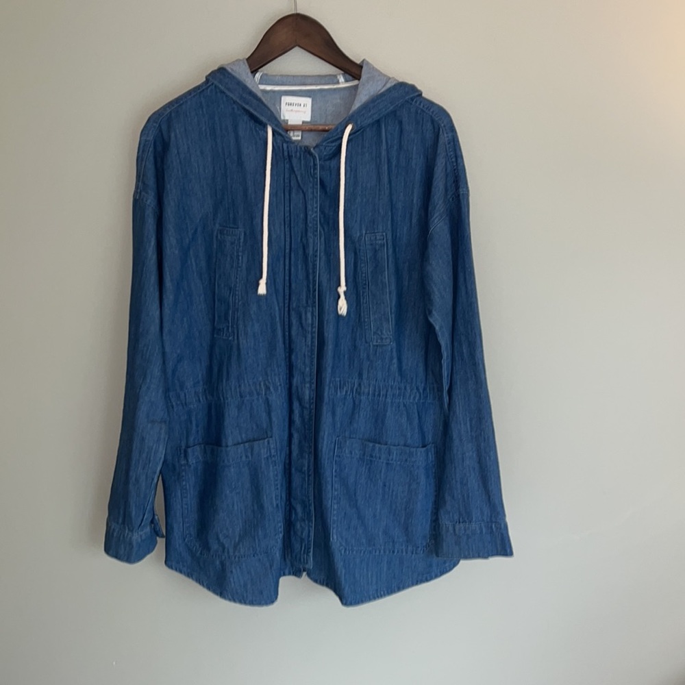PERFECT CONDITION
Denim Hooded Jacket w/ 2 front pockets - Picture 3 of 8